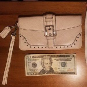 Coach cream colored clutch purse / wristlet